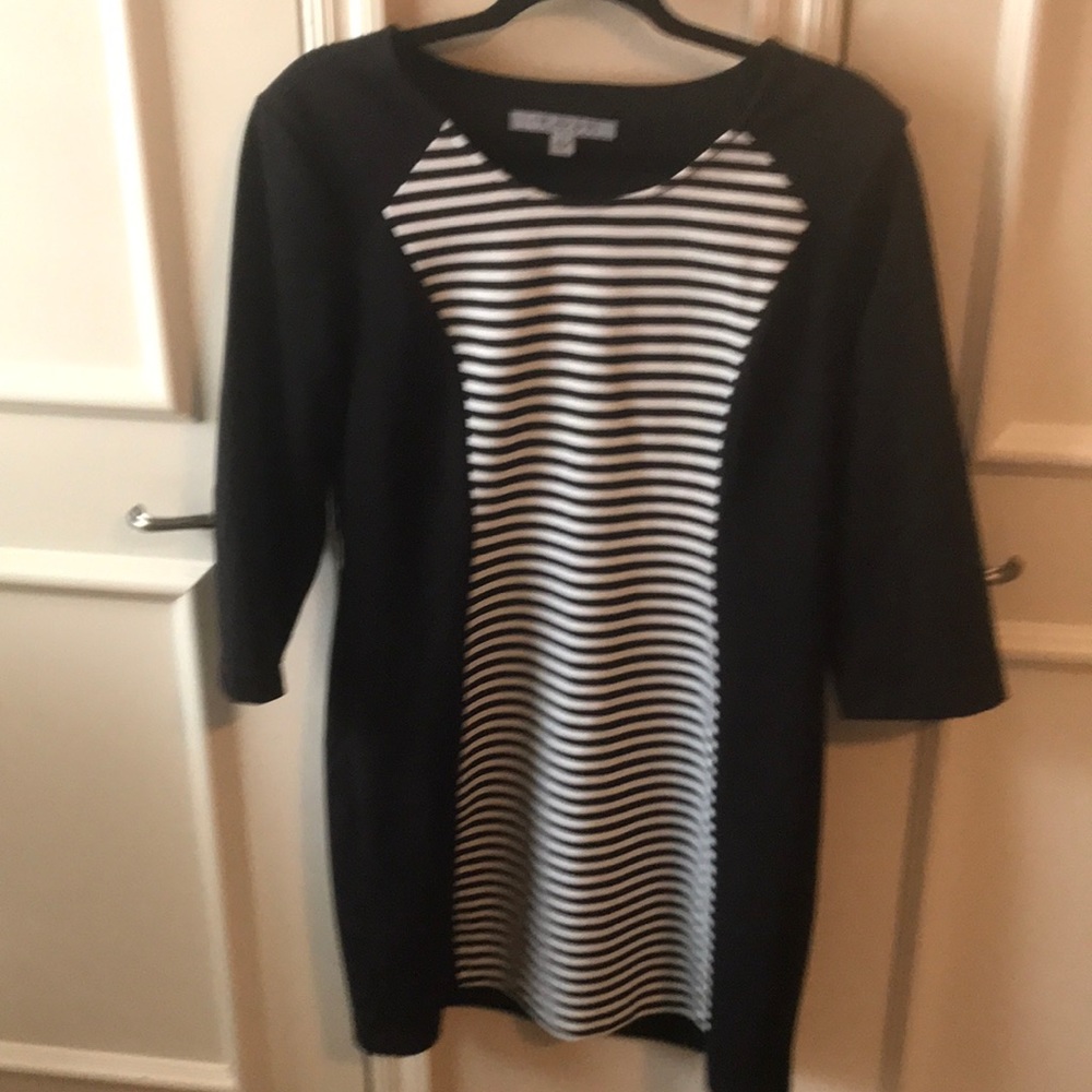 Black with cream knit dress